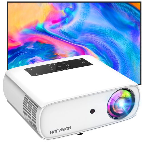 HOPVISION Home Movie Projector, Native 1080P Projector Full HD,Support 4K Home Outdoor Video Projector