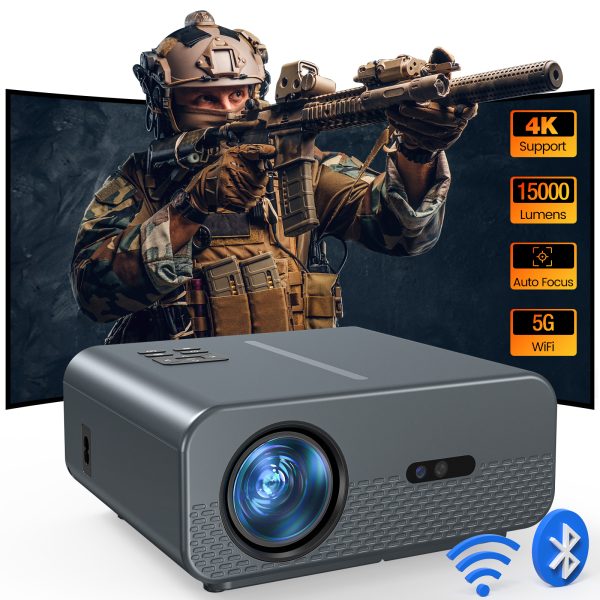 Smart Projector with WiFi and Bluetooth, Netflix-Officially-Licensed, Auto Focus & Keystone, DoIby Audio, Zoom, Native 1080P Movie, Portable Outdoor Mini Projector, White